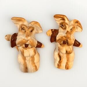 Vintage Ceramic Dog Salt & Pepper Shakers Japan Pair